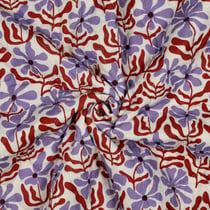 Tissu Double gaze de Coton Matelassé réversible Celia fleurs et motifs sur fond Naturel