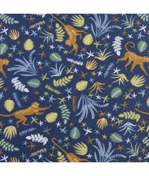 Tissu coton enfant jungle de 150 cm de largeur Bleu vendu par 50 cm