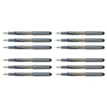 Lot de 12 Stylo plume jetable PILOT V-Pen - Noir - Pointe moyenne 0,4 mm