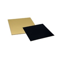 Supports cartonnés à gâteaux carrés or et noir 22 x 22 cm (x5)