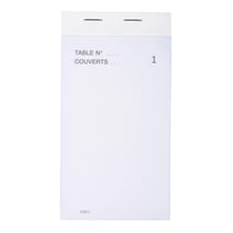 Bloc Maître d'Hôtel 50 feuillets autocopiants numérotés en dupli - Format 8x15 cm - Blanc - x 50 - Exacompta