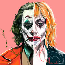 JOKER : FOLIE À 2 - Oeuvre d’art 50x50 cm - création en édition limitée - Artiste Mademoiselle Bouche