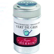 6 cartouches d'encre - Vert de gris - Pour stylos plume et roller - Herbin