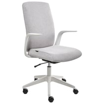Chaise de Bureau Gris Clair en Polyester Accoudoirs et Appui-tête Réglables Hauteur Ajustable Base Pivotante Dossier Inclinable