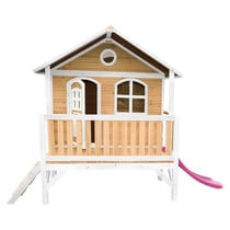 AXI Maisonnette STEF Brun Blanc avec toboggan Rose - Axi House