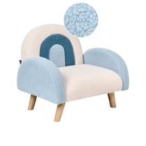 Fauteuil Enfants en Bouclé Bleu Pieds en Bois Chaise d'Enfant