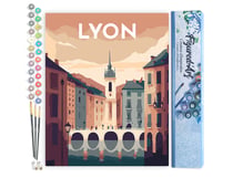 Peinture par Numéro Figured'Art - Affiche Vintage Lyon - Kit de Loisir Créatif DIY Numéro d'Art Complet - 40x50cm sans châssis en bois