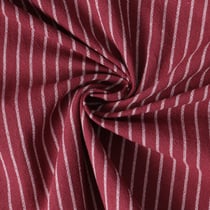 Tissu Polycoton Eliott rayures Blanches 5mm sur fond Bordeaux - Au mètre