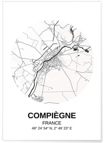 Affiche Carte Compiègne | A3 : 29,7x42cm