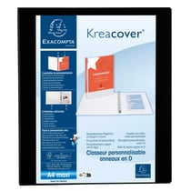 Classeur PP personnalisable Kreacover - 4 anneaux en D 25mm - A4 maxi - Noir - x 10 - Exacompta