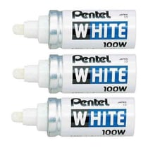 Lot de 3 marqueurs permanents - PENTEL - Pointe ogive 2,9 mm - Blanc - X100W
