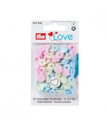 Bouton pression Color Love Coeur 12,4mm X 30 - Prym - certifié Oeko-Tex Rose Clair/vert pale/ bleu ciel multicolore