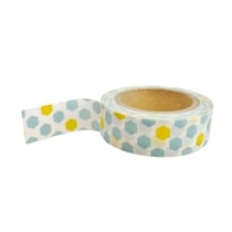 2 masking tapes avec motifs bleus et jaunes 10 m x 15 mm