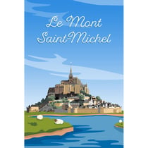 Tableau sur toile illustration Mont-Saint-Michel de jour 30x45 cm