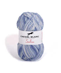 Fil de coton et Acrylique à tricoter ou crocheter SALSA - Cheval Blanc 403 Jacquard Bleu Jean