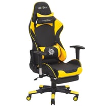 Chaise de Bureau Fauteuil Design Gamer Revêtement en Cuir PU Noir et Jaune Réglable en Hauteur avec Dossier Inclinable Moderne Tendance Beliani