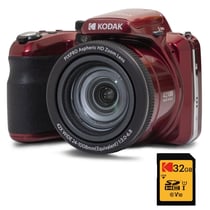 KODAK Pack Numérique Bridge Pixpro Astro Zoom AZ425 + Carte SDHC 32GB - Appareil Photo 20 MP, Zoom 42X, Grand Angle, Écran LCD 3", Vidéo Full HD 1080p, Batterie Li-ion - Rouge