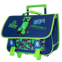 Cartable à roulettes Minecraft Creeper Boom 41 CM - 2 compartiments
