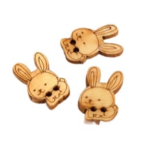 Lot de 6 boutons en bois 2cm x 1,8cm lapin