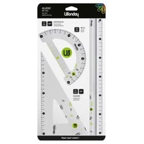 Set de traçage - Règle 30cm - Equerre 60° - Rapporteur - Aluminium - Scolaire - Wonday