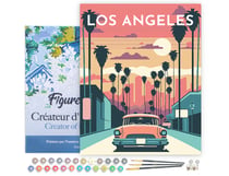 Peinture par Numéro Figured'Art avec Cadre - Affiche Vintage Los Angeles - Kit de Loisir Créatif DIY Numéro d'Art Complet - 40x50cm toile tendue sur châssis
