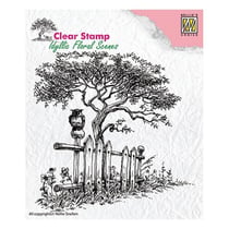 Tampon transparent scrapbooking Nellie's choice ARBRE HIBOUX BARRIERE 8