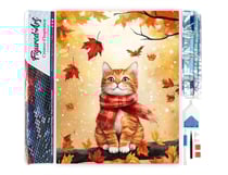 Diamond Painting Broderie Diamant Figured’Art 40x50cm toile entière roulée avec diamants carrés - Chat douillet en Automne