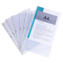 Sachet de 100 pochettes perforées polypropylène lisse Premium - A4 - Cristal - x 10 - Exacompta