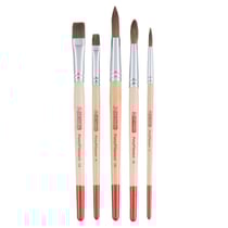 5 pinceaux - Peinture aquarelle - Rond - Plat - Assortiment tailles - Art Creation