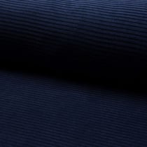 Tissu Jersey Côtelé Aspect Velours Bleu marine - Au mètre