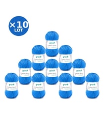 Lot de 10 pelotes COTTON QUICK UNI de Gründl – 500 g de coton mercerisé certifié Oeko-Tex 126 Bleu