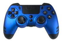 Steelplay Slimpack - Manette sans Fil 2,4 GHz, Compatible PS4/PS3/PC, Double Retour de Vibration, 4 palettes arrière programmables, Ergonomique et Confortable - Bleue