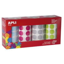 Apli Agipa - Gommettes 4 rouleaux Rond Ø 20 mm bleu fuchsia gris vert x 7080