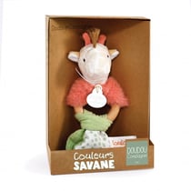 Doudou girafe - hochet en bois