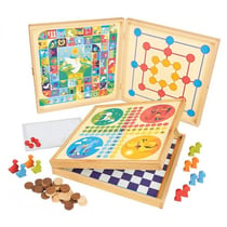 Coffret jeux de société en bois 50 règles - malette multi jeux classiques, traditionnels - JEUJURA