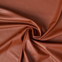 Tissu Simili cuir souple envers velours ras uni Marron