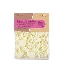 Lot de 30 boutons pression 100% plastique couleur Naturel 12mm