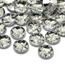 10 Boutons strass transparent 15 mm - 2 trous - creation couture scrapbooking