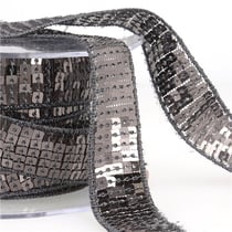 Bobine galon paillettes 14,5m gris noir