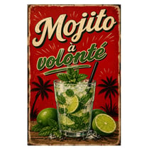 Plaque Métal Mojito Vintage Décoration Bar Cuisine H30