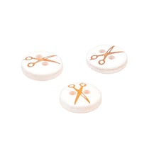 Lot de 3 boutons ronds ciseaux résine 11mm or