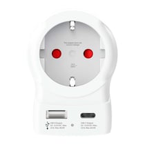 Skross Adaptateur Secteur Europe vers USA avec USB-A / USB-C 16A 4000W Blanc