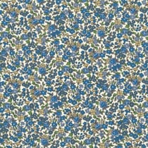 Tissu Coton Frou-Frou Fleuri N°15 Ecru et bleu