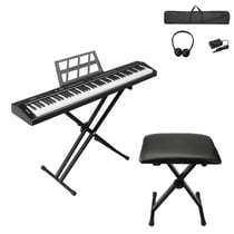 ALIGHTUP - Pack piano - Piano numérique - 88 touches semi lestées noir - stand X tabouret inclus