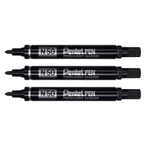 Lot de 3 marqueurs permanents - PENTEL N50 - Pointe ogive 2 mm - Noir