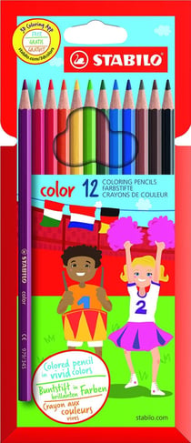 Lot de 6 étuis de 12 crayons de couleur STABILO Color - Assortis - Hexagonal - Bois