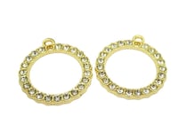 2 Pendentifs ronds avec 2 trous 31*27mm doré et strass