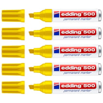Lot de 5 marqueurs permanents - EDDING 500 - Pointe biseautée 2-7 mm - Jaune