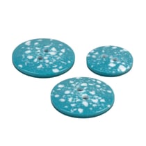 Bouton rond plastique recyclé 2 trous bleu canaries