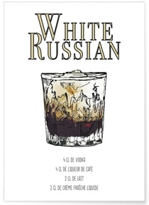 Affiche Cocktail White Russian | A3 : 29,7x42cm